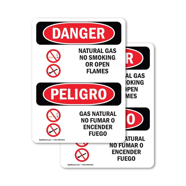 Signmission 7 in Width, Vinyl Decal, Rectangle, Bilingual OS-2PACK-DS-D-710-VS-1454 - main
